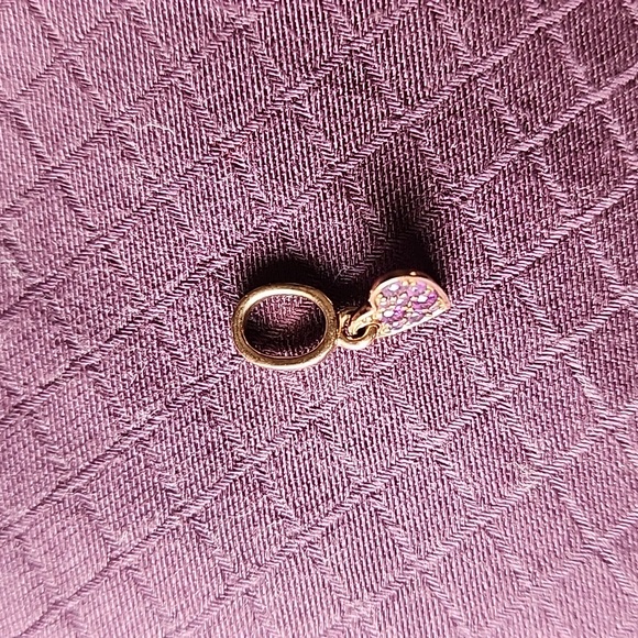 PANDORA Rose Gold Royal Purple Pavé Tilted Heart Dangle Charm - Picture 8 of 11